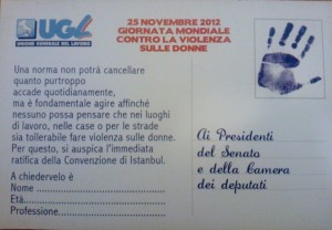 cartolina ugl contro violenza