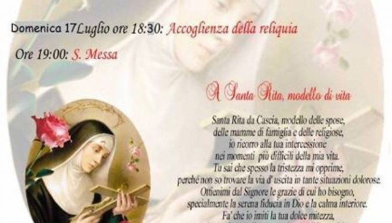 Reliquia di Santa Rita da Cascia a Marina di San Lorenzo - Ntacalabria.it