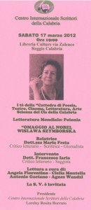 Tè culturali del Cis della Calabria 17 marzo 2012