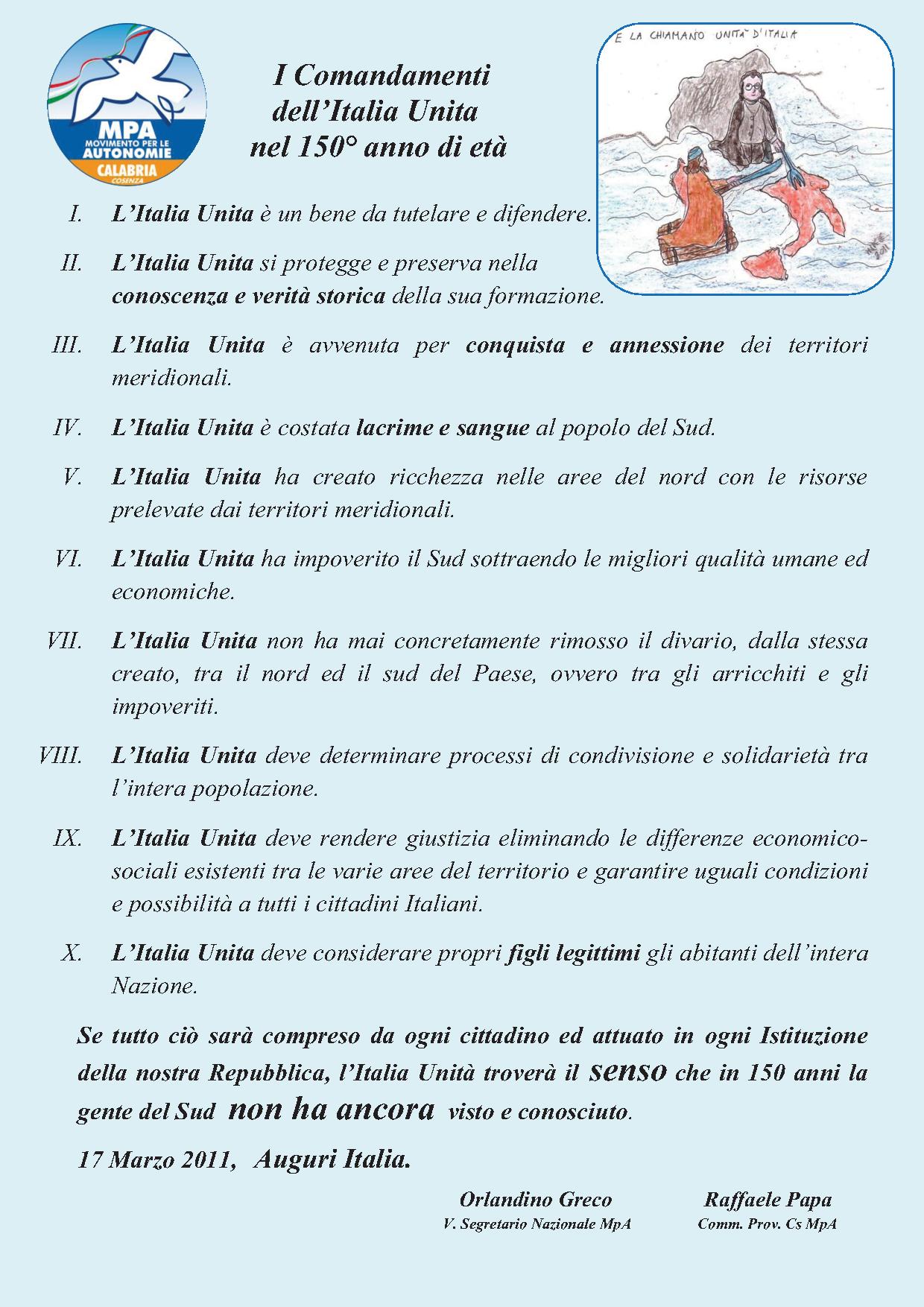 Comandamenti Italia Unita