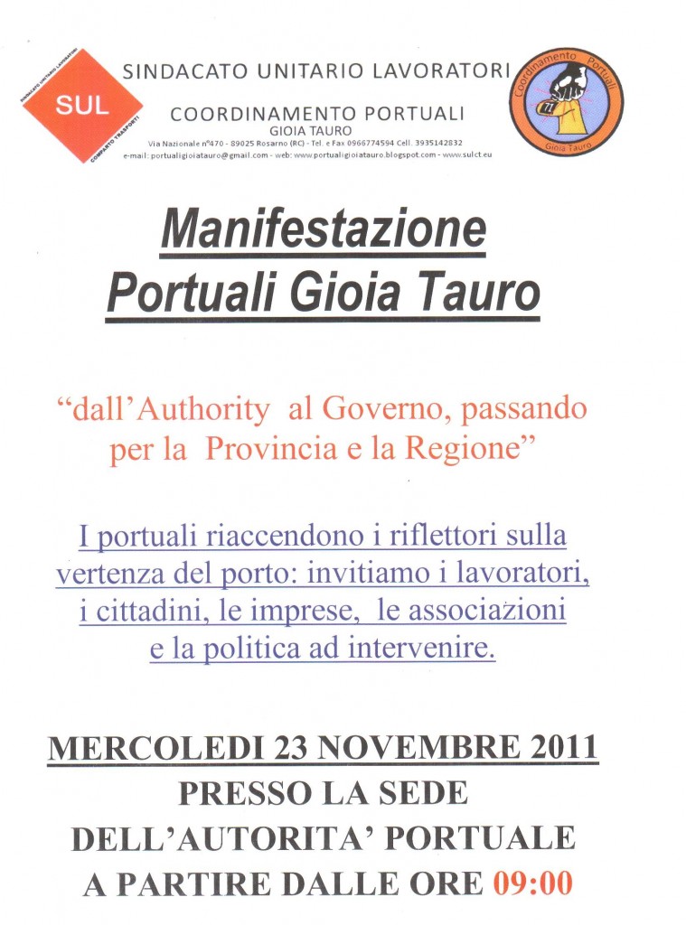 Volantino Sit In autorità portuale 23 nov 11
