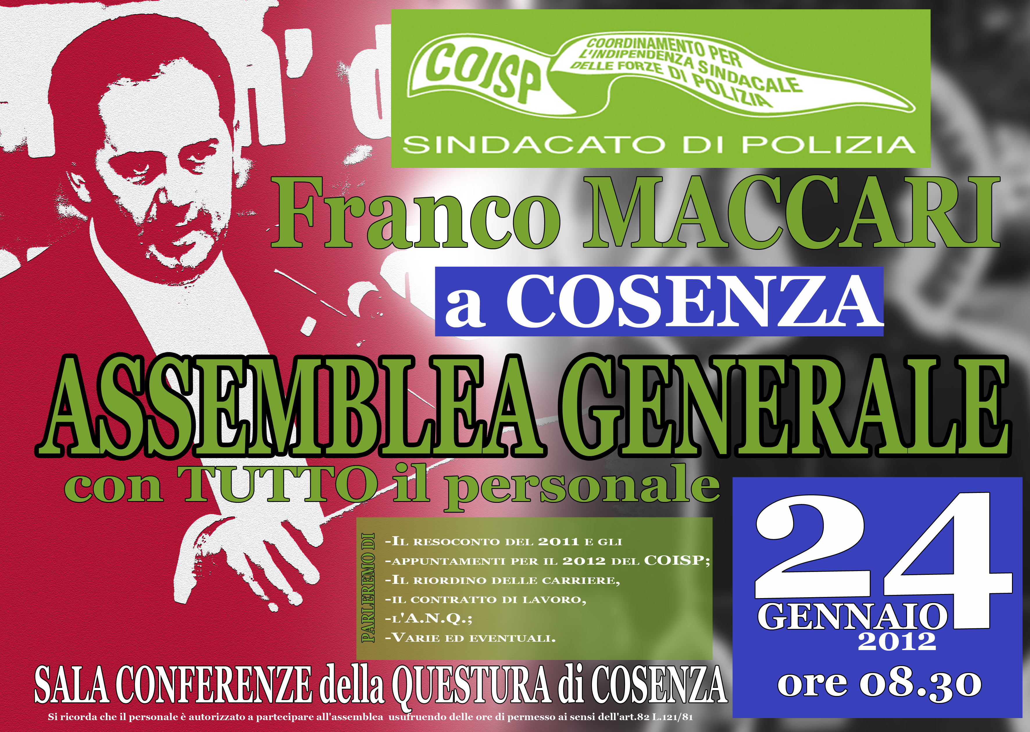 locandina COISP COSENZA-ASSEMBLEA GENERALE