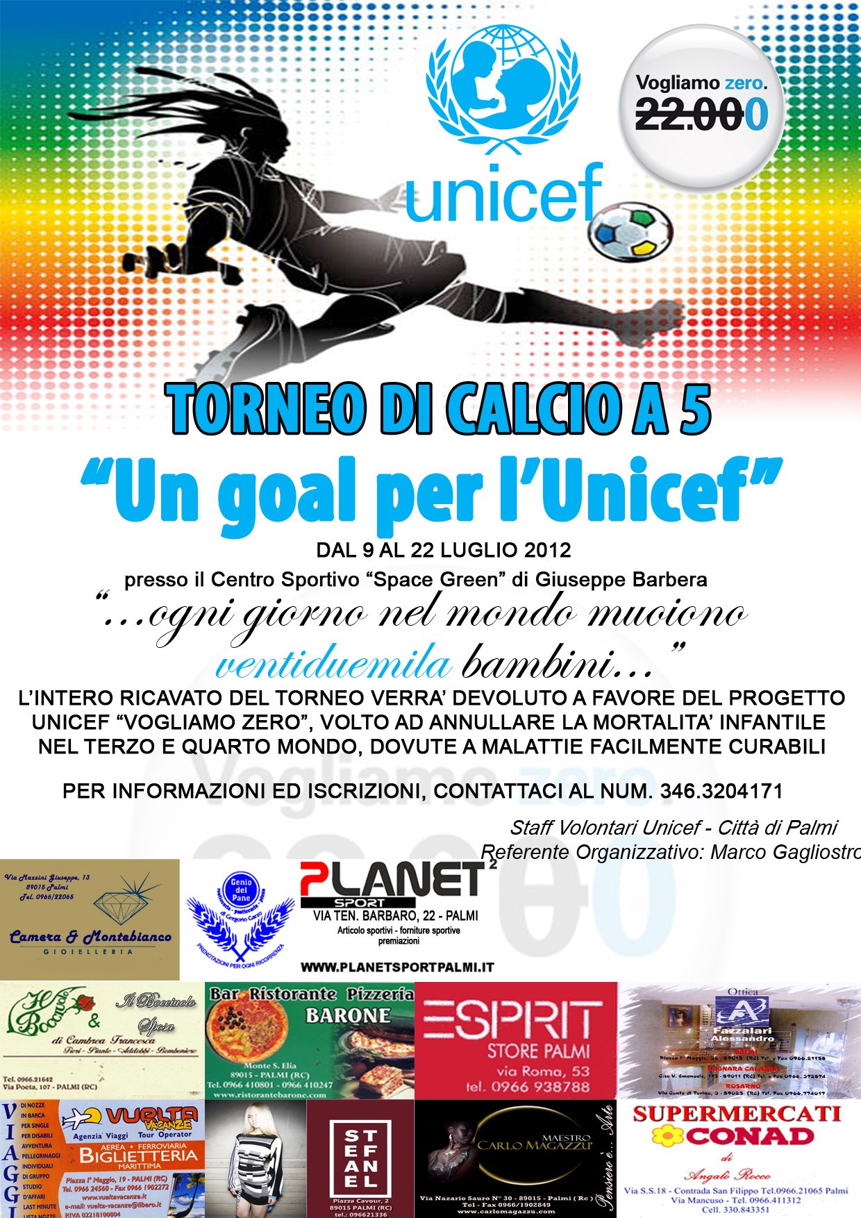 locandina torneo solidale Un goal per UNICEF