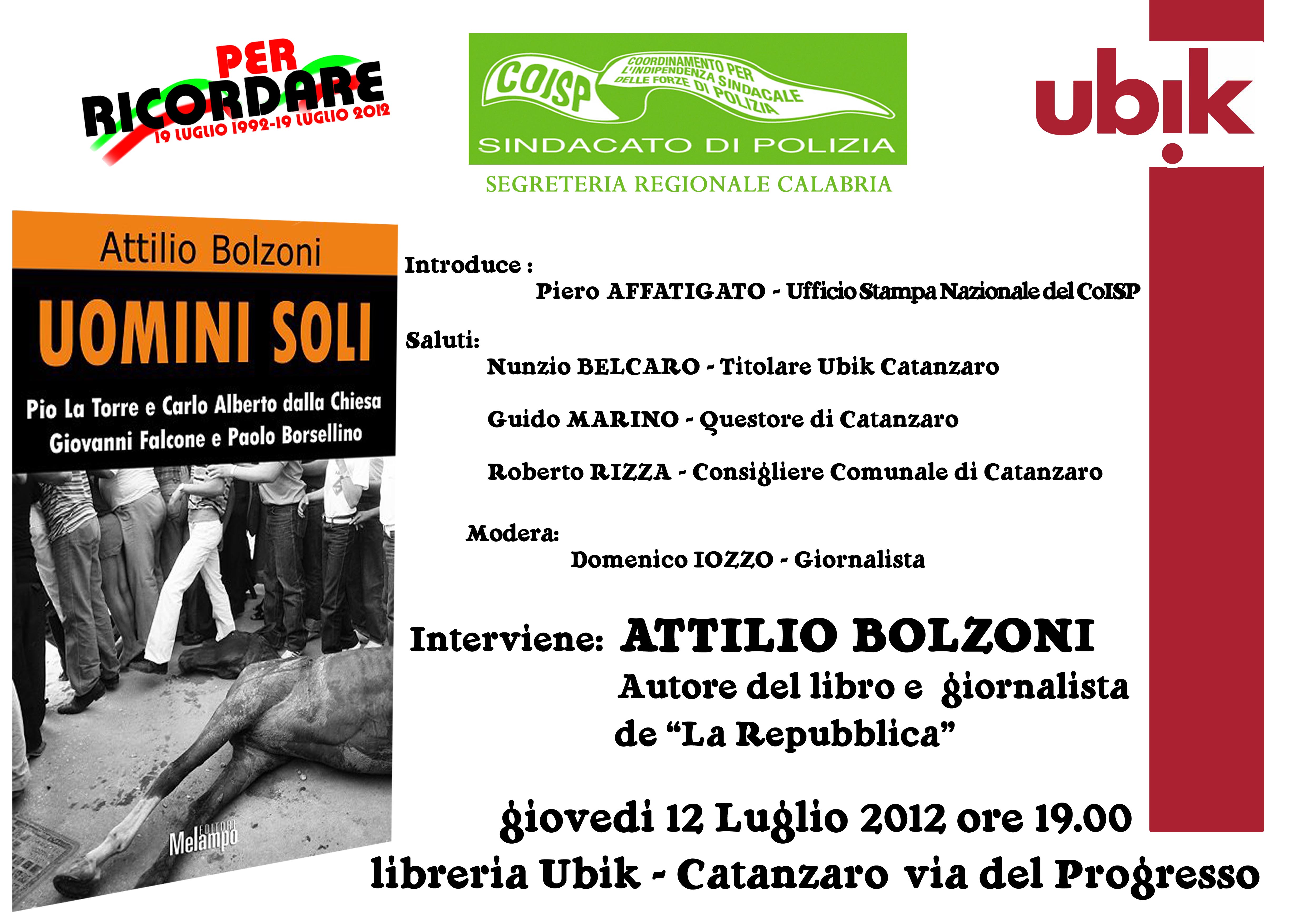 COISP CALABRIA - PRESENTAZIONE DEL LIBRO UOMINI SOLI