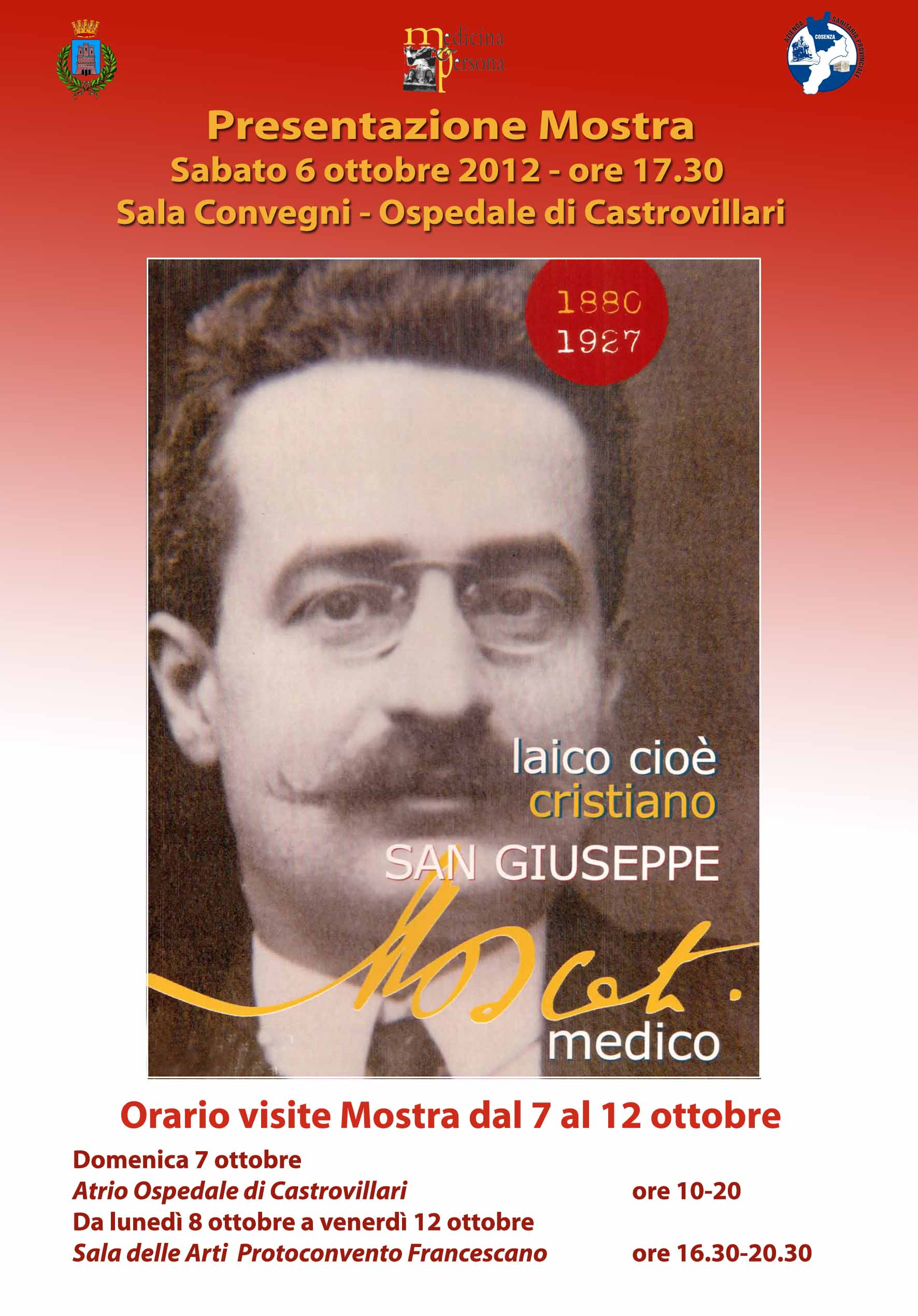 Locandina Mostra San Giuseppe Moscati Laico cioè cristiano