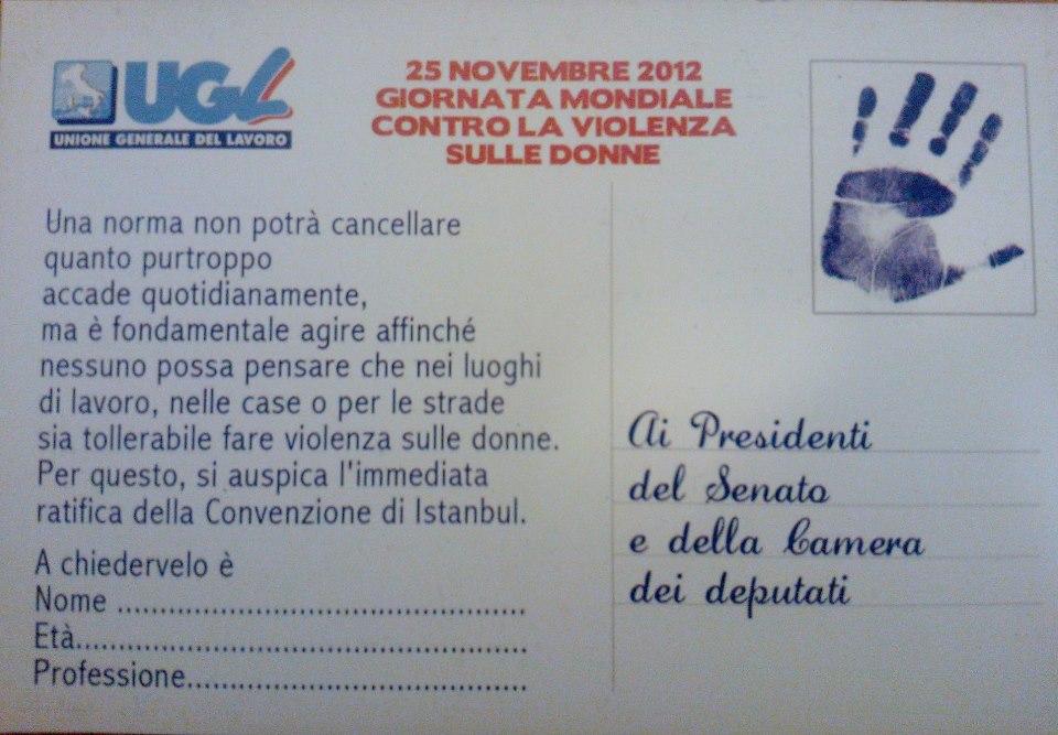cartolina ugl contro violenza