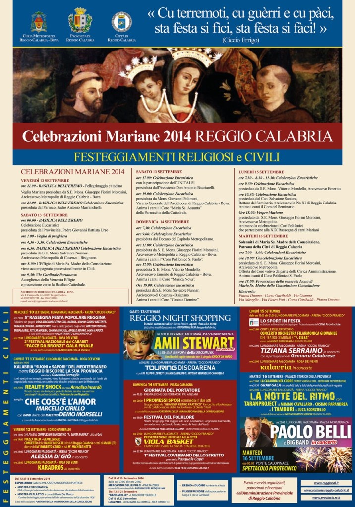 programma Festa Madonna Consolazione a Reggio Calabria