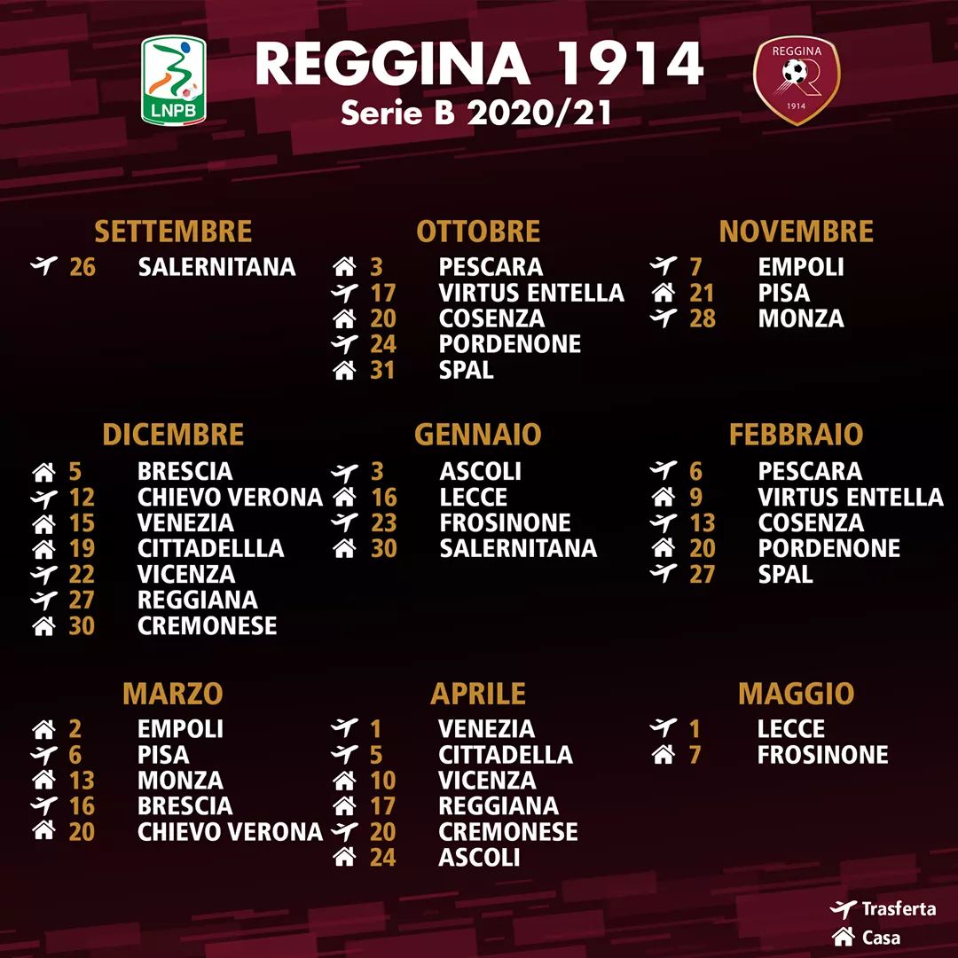 Reggina calendario serie B