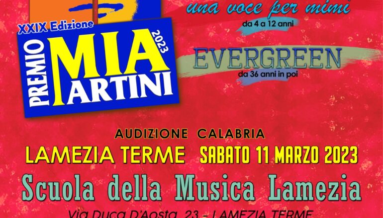 Premio Mia Martini: le audizioni 2023 arrivano a Lamezia Terme