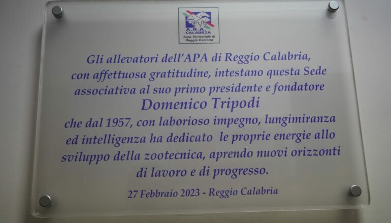 RC, sede dell’Associazione Allevatori intitolata a Domenico Tripodi