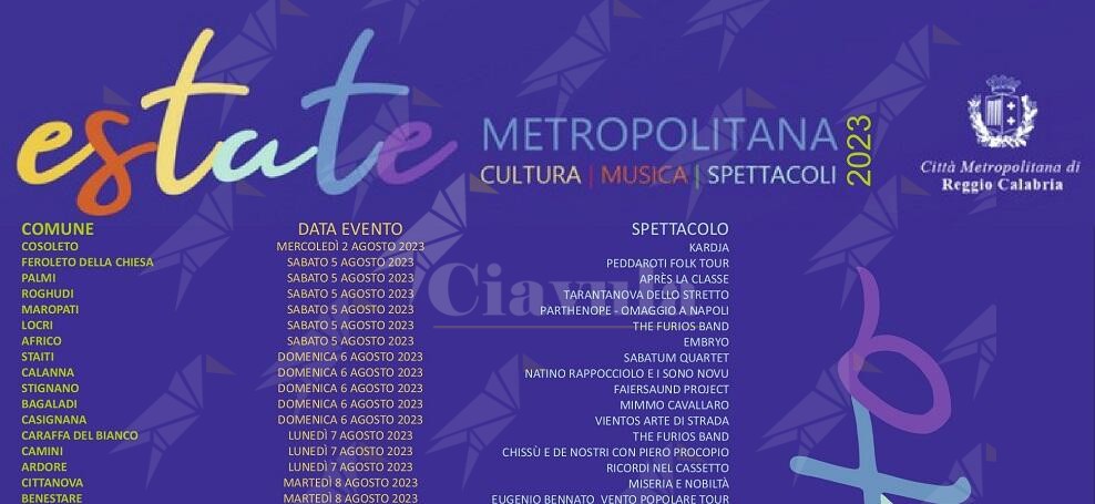 Reggio Calabria, calendario eventi estivi della Città Metropolitana