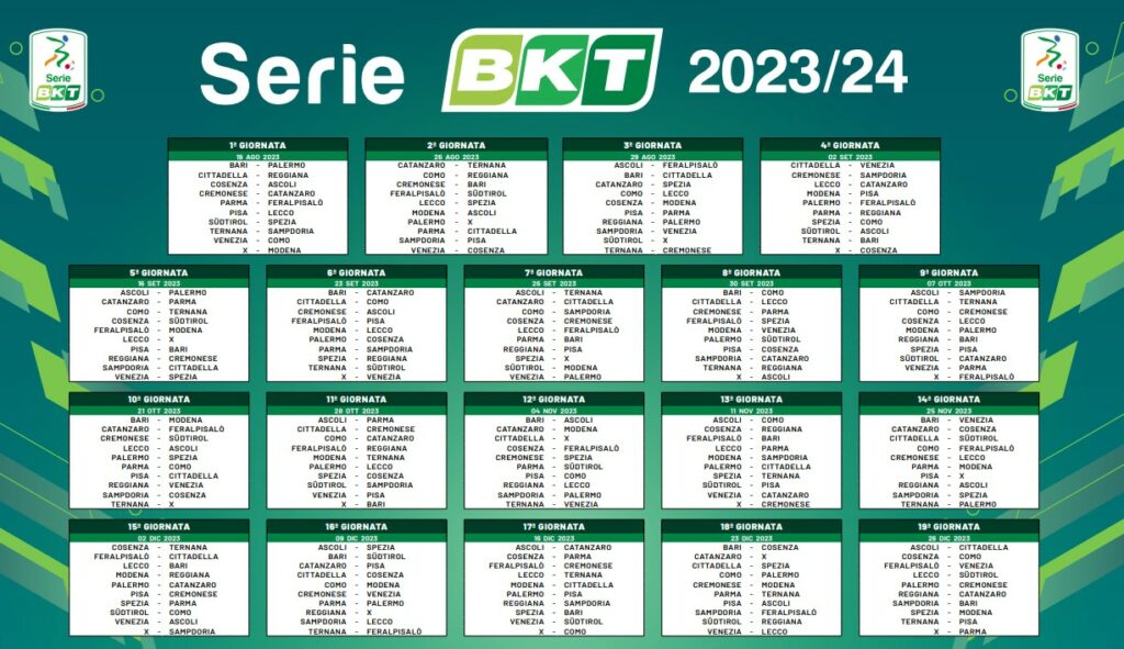 Serie B - Calendario - Girone Andata
