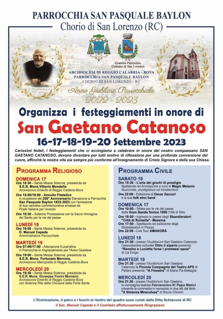 Festa San gaetano catanoso a chorio 2023