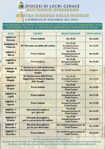 Programma annuale incontri presieduti dal vescovo Oliva