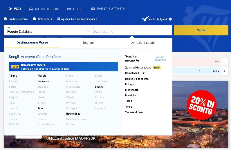 voli Ryanair Reggio Calabria