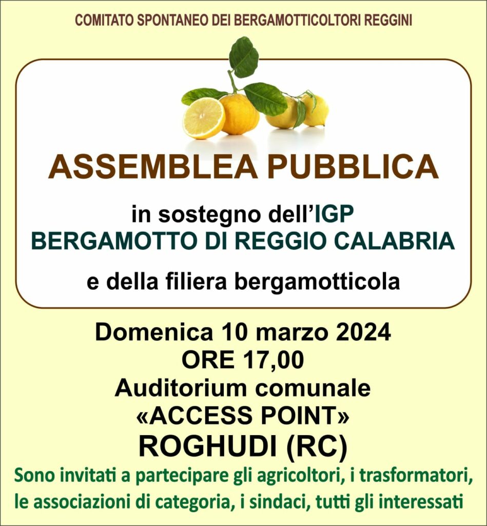 Roghudi, Assemblea Pubblica in sostegno dell'IGP Bergamotto