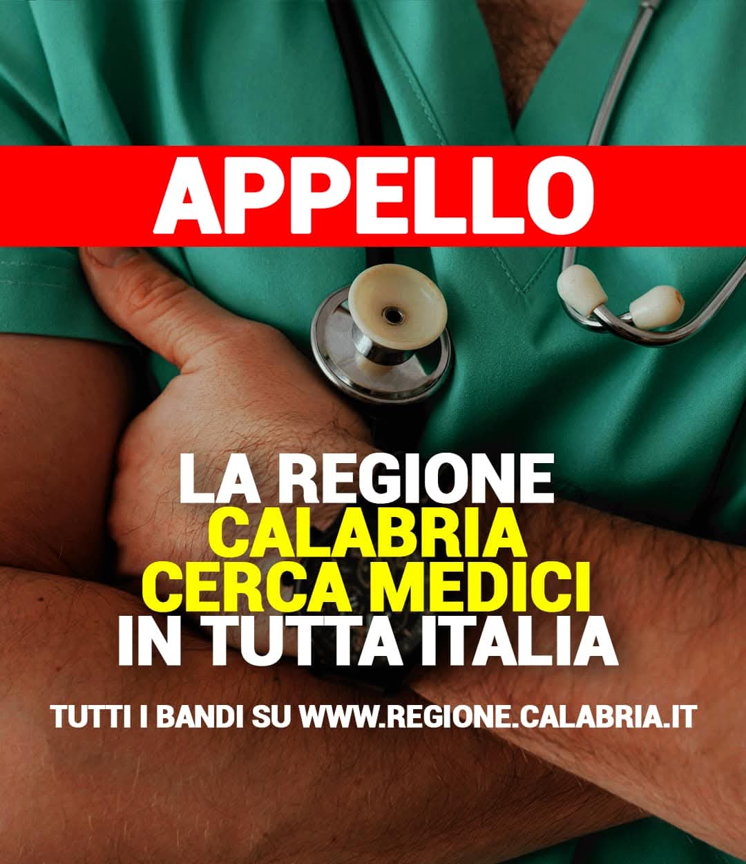 Regione Calabria: Si cercano 705 medici. Il bando regionale