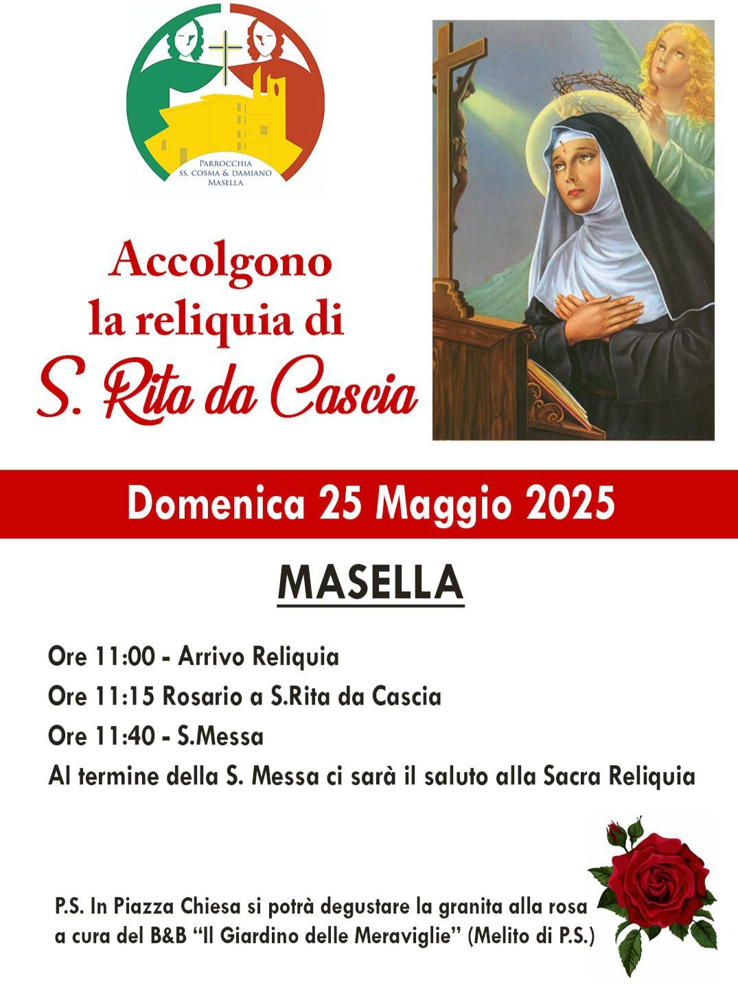 A Montebello e Masella l’arrivo della reliquia di Santa Rita
