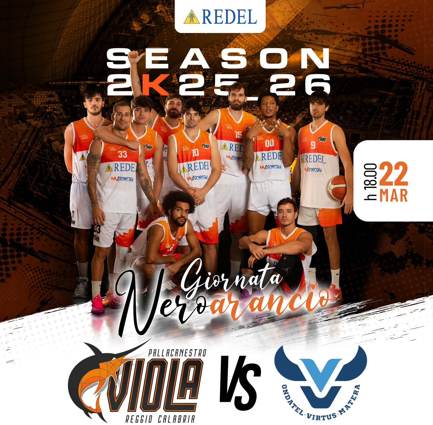 Redel Viola-Virtus Matera: è giornata neroarancio